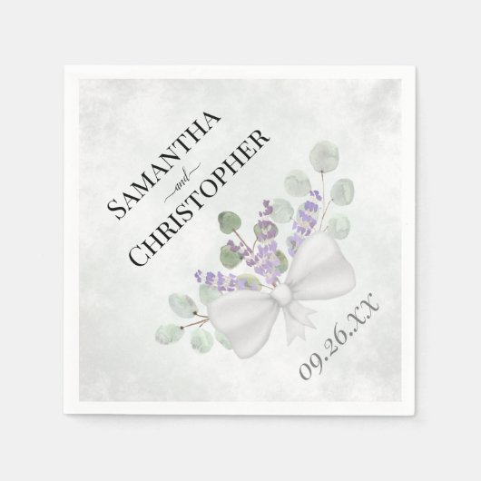 Serviette En Papier Eucalyptus & Lavender Bouquet Rustique Boho Mariag (Devant)