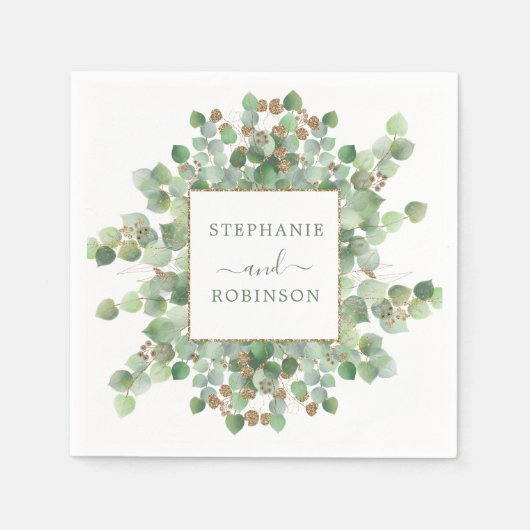 Serviette En Papier Eucalyptus Mariage de verdure estivale (Devant)