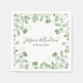 Serviette En Papier Eucalyptus Mariage Napkin Botanique Personnalisé (Devant)
