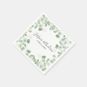 Serviette En Papier Eucalyptus Mariage Napkin Botanique Personnalisé (Coin)