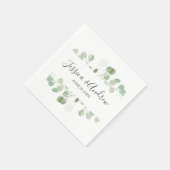 Serviette En Papier Eucalyptus Mariage Napkin Botanique Personnalisé (Coin)