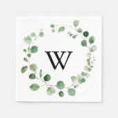 Serviette En Papier Eucalyptus Moderne Calligraphie Monogramme Mariage (Devant)