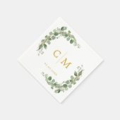 Serviette En Papier Eucalyptus Moderne Calligraphie Monogramme Mariage (Coin)