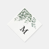 Serviette En Papier Eucalyptus Moderne Calligraphie Monogramme Mariage (Coin)