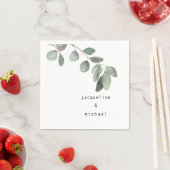 Serviette En Papier Eucalyptus Moderne Foliage Mariage Cocktail Napkin (En situation)