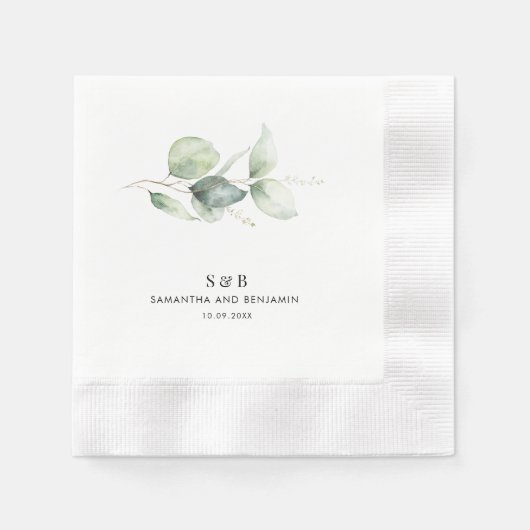 Serviette En Papier Eucalyptus Monogramme Papier de réception de maria (Devant)