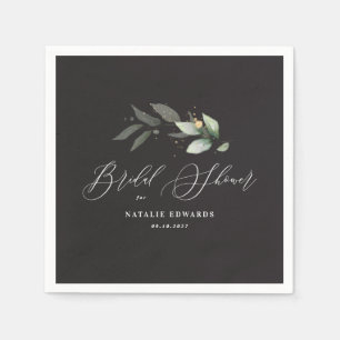 Serviette En Papier Eucalyptus noir douche nuptiale