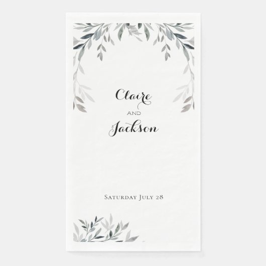 Serviette En Papier Eucalyptus noir et blanc vert (Devant)