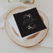 Serviette En Papier Eucalyptus or noir élégant douche de mariée 