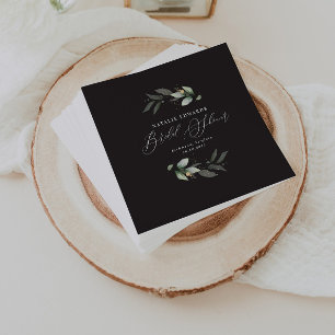 Serviette En Papier Eucalyptus or noir élégant douche de mariée 
