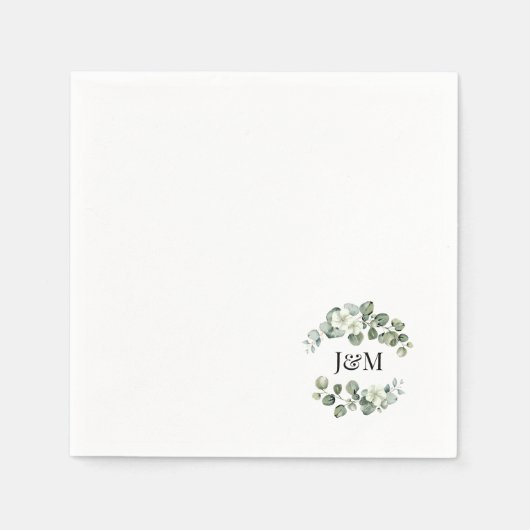 Serviette En Papier Eucalyptus Parcours de verdure Mariage ou Fiançail (Devant)