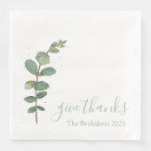 Serviette En Papier Eucalyptus Personnalisé Moderne Donner Merci Thank (Devant)