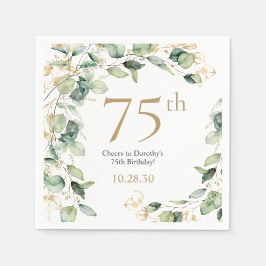 Serviette En Papier Eucalyptus pour 75e anniversaire (Devant)