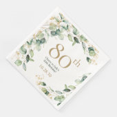 Serviette en papier eucalyptus pour 80e anniversai (Coin)