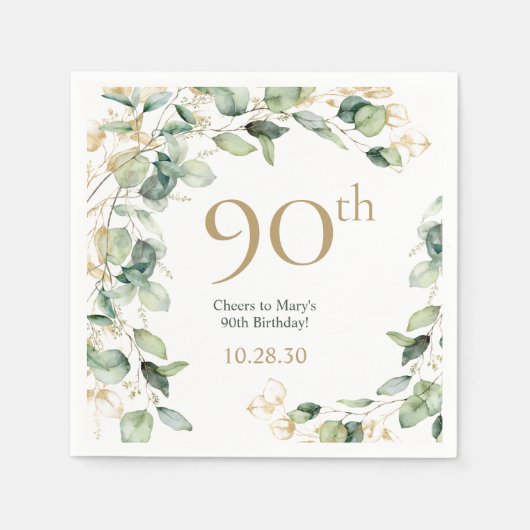 Serviette En Papier Eucalyptus pour 90e anniversaire (Devant)