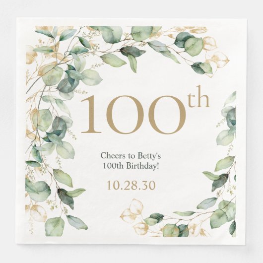 Serviette En Papier Eucalyptus pour les 100 ans (Devant)
