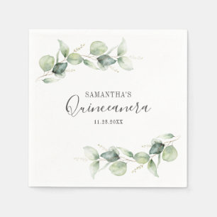 Serviette En Papier Eucalyptus Quinceanera 15e Anniversaire Document d