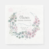 Serviette En Papier Eucalyptus rose et vert chic (Devant)