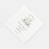Serviette En Papier Eucalyptus Rose Floral White Paper Wedding  (Coin)