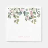 Serviette En Papier Eucalyptus & Rose Mariage Cocktail (Devant)