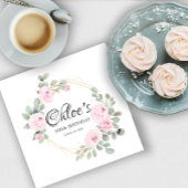 Serviette En Papier Eucalyptus Rose Rose Floral 100e fête d'anniversai