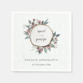 Serviette En Papier Eucalyptus rose sauvage en bois rustique Mariage (Devant)