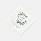 Serviette En Papier Eucalyptus rose sauvage en bois rustique Mariage (Coin)