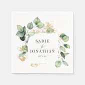 Serviette En Papier Eucalyptus Rustic Gold Botanical Mariage (Devant)