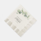 Serviette En Papier Eucalyptus Rustique Écriture Mariage Vertures (Coin)