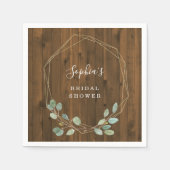 Serviette En Papier Eucalyptus Rustique | Fête de Mariage Géométrique (Devant)