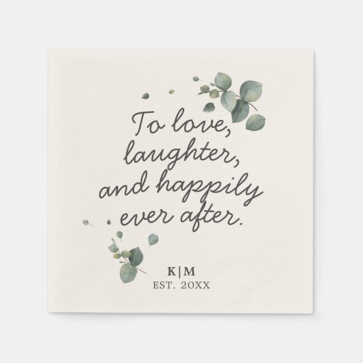 Serviette En Papier Eucalyptus Rustique Pour Aimer Rire Citation Papie (Devant)