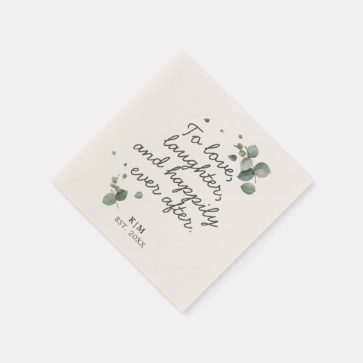 Serviette En Papier Eucalyptus Rustique Pour Aimer Rire Citation Papie (Coin)