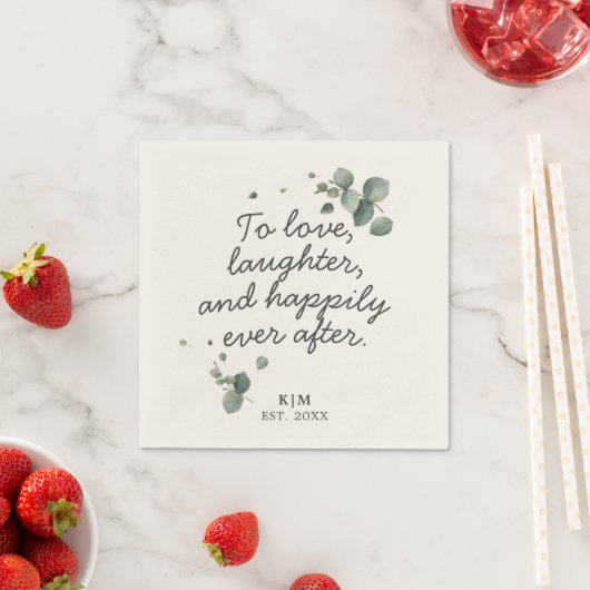 Serviette En Papier Eucalyptus Rustique Pour Aimer Rire Citation Papie (En situation)