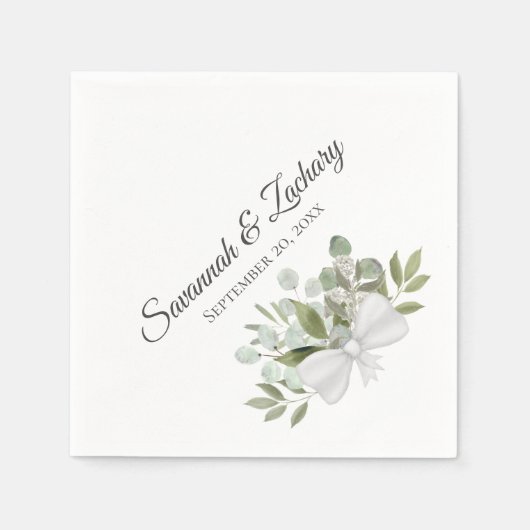 Serviette En Papier Eucalyptus rustique & Verdure Mariage élégant (Devant)
