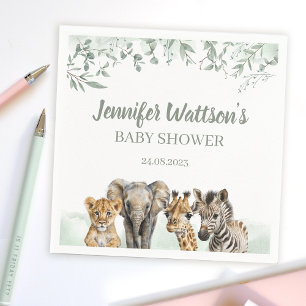 Serviette En Papier Eucalyptus Safari animaux baby shower papier servi