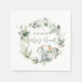 Serviette En Papier eucalyptus sauge vert mignon baby shower d'éléphan (Devant)