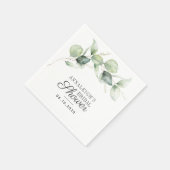 Serviette En Papier Eucalyptus Script Botanical Greenery Baby Shower M (Coin)