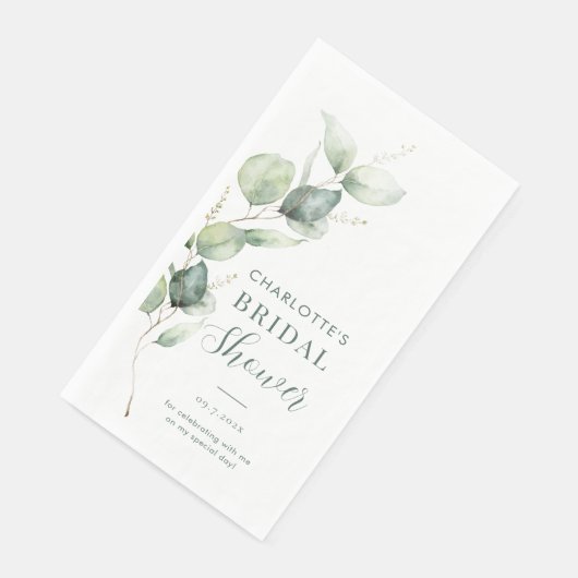 Serviette En Papier Eucalyptus Script Botanique Enterrement de Vie de (Coin)