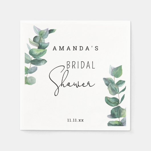 Serviette En Papier Eucalyptus - Shower de mariage (Devant)