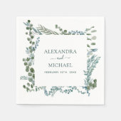 Serviette En Papier Eucalyptus Verdure Aquarelle Mariage botanique (Devant)