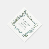 Serviette En Papier Eucalyptus Verdure Aquarelle Mariage botanique (Coin)