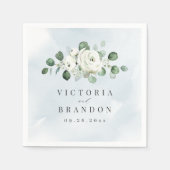 Serviette En Papier Eucalyptus Verdure blanc floral rustique mariage (Devant)