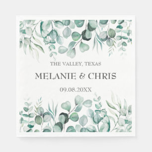 Serviette En Papier Eucalyptus Verdure Custom Boho Rustique Mariage