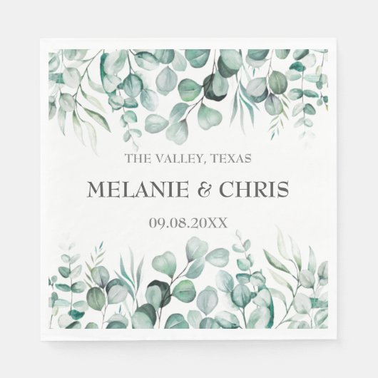 Serviette En Papier Eucalyptus Verdure Custom Boho Rustique Mariage (Devant)