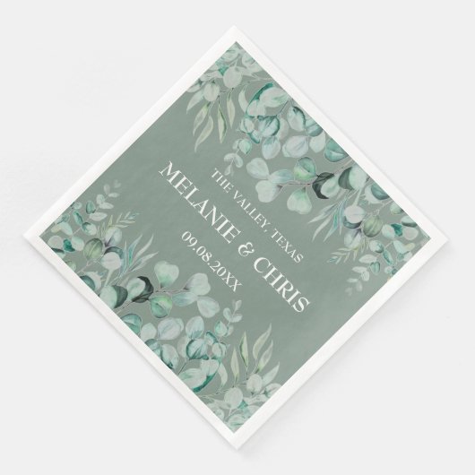 Serviette En Papier Eucalyptus Verdure Custom Boho Rustique Mariage (Coin)
