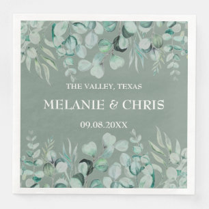 Serviette En Papier Eucalyptus Verdure Custom Boho Rustique Mariage