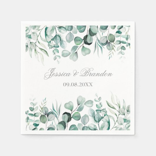 Serviette En Papier Eucalyptus Verdure Custom Boho Rustique Mariage (Devant)
