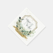 Serviette En Papier Eucalyptus Verdure Élégant Mariage Gold Crest (Coin)