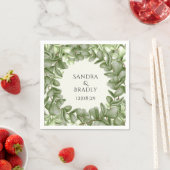 Serviette En Papier Eucalyptus Verdure Feuillage Aquarelle Wreath (En situation)