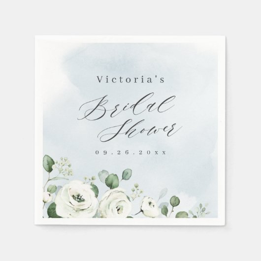 Serviette En Papier Eucalyptus Verdure fleurie rustique nuptiale douch (Devant)